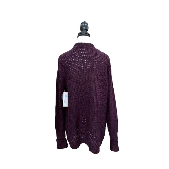 Purple Open-Front Cardigan Sweater Knitwear Cozy Size M - Picture 3 of 9
